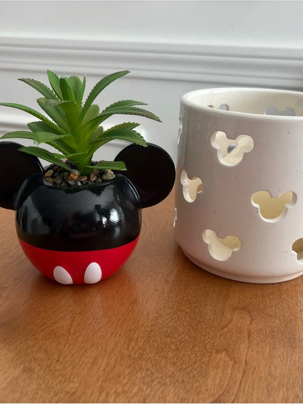 Disney Mickey Mouse Ceramic Succulent Pot and white Candle Holder